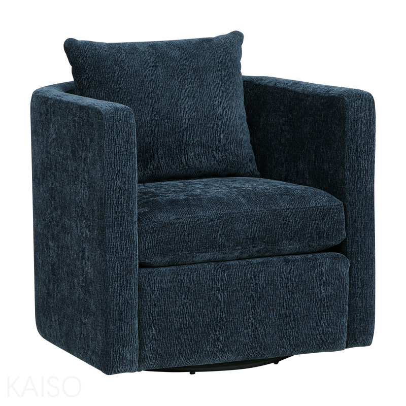 Fauteuil d'appoint pivotant en tonneau bleu marine, Navy