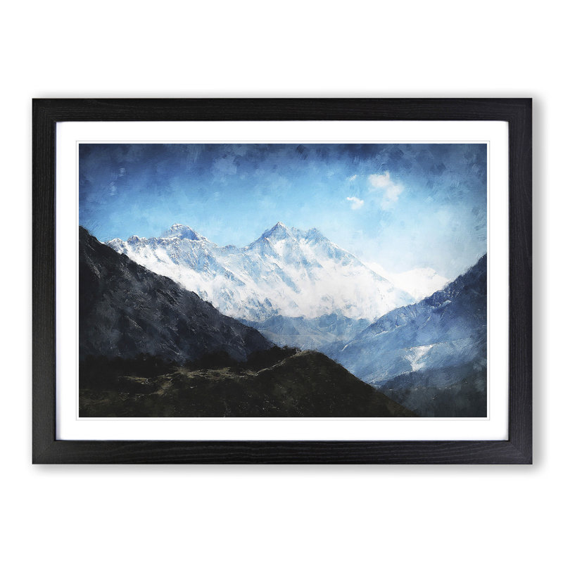 Mount Everest in Tibet and Nepal - Picture Frame Graphic Art Print on MDF, Black Framed, 62cm H x 87cm W x 2cm D