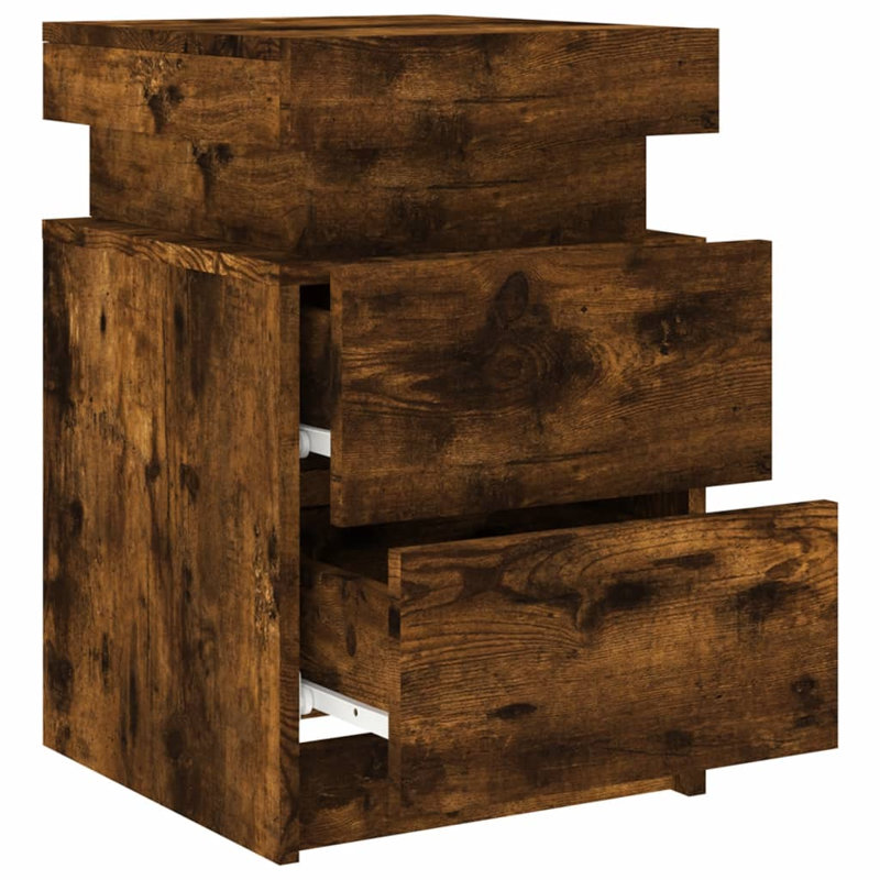 Oakhur 35cm W Manufactured Wood Bedside Table, Smoked Oak