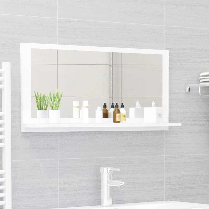 Dorlene Mirror with Shelves, 37cm x 90cm, White