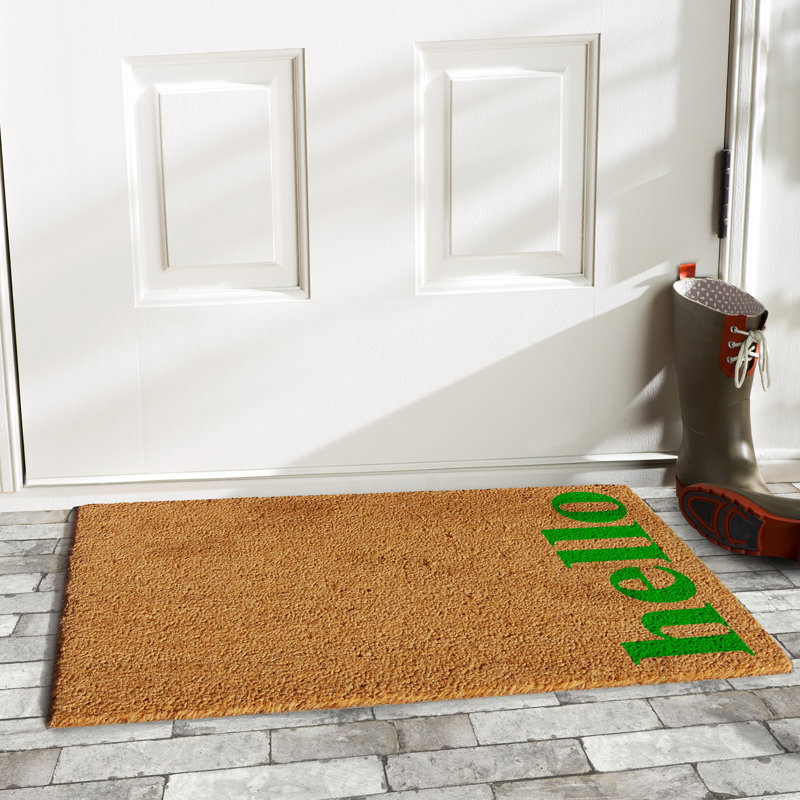 Arnitha Non-Slip Outdoor Doormat, Rectangle 1'4" x 2'4", Natural/Green