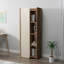 Bibliothèque élégante, noyer clair et beige, 23,6 po x 63,0 po x 13,8 po | 100% panneau de particules enduit de mélamine, épaisseur: 0,7 pouce | Solution de rangement durable pour la maison et le bureau, design élégant pour n'importe quelle pièce