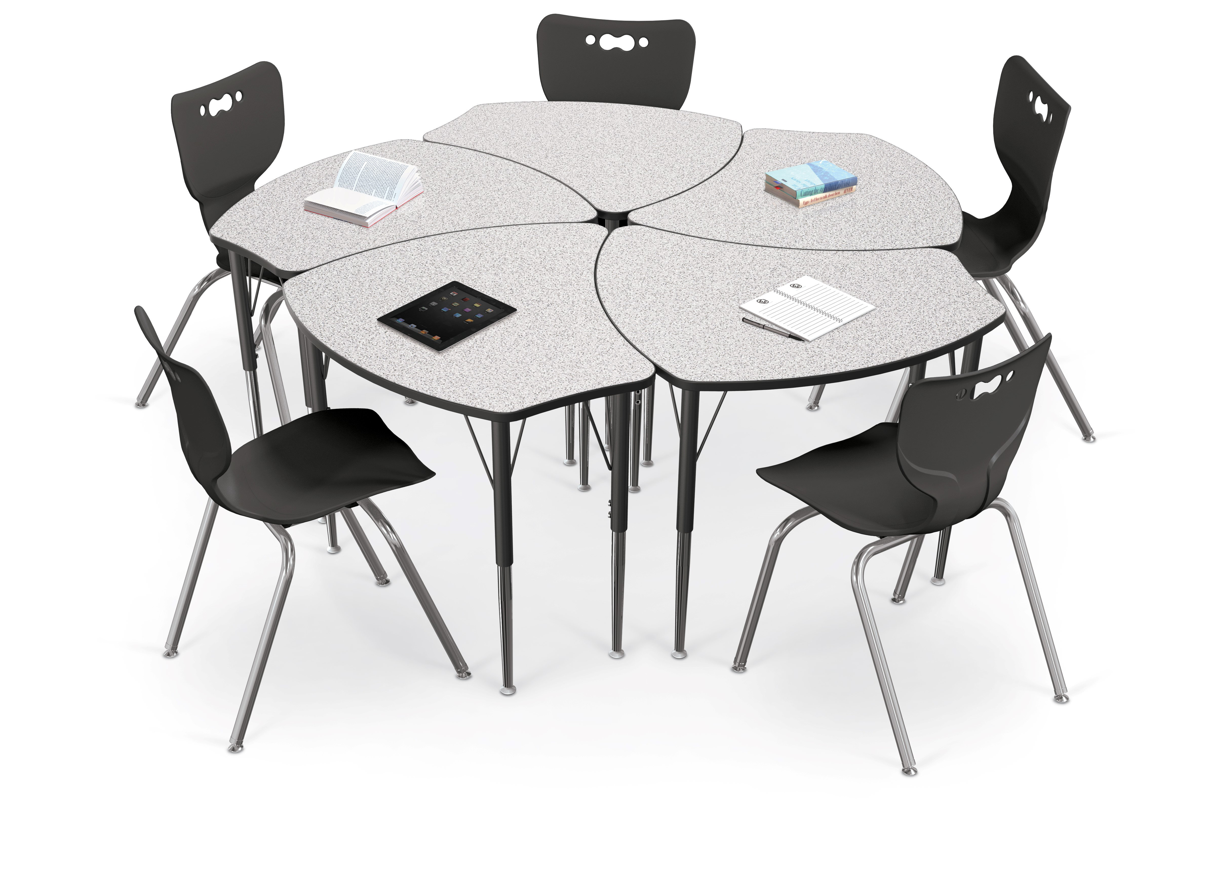 MooreCo 5 Piece Shapes Desk and 16" Hierarchy Chair Package Set Wayfair