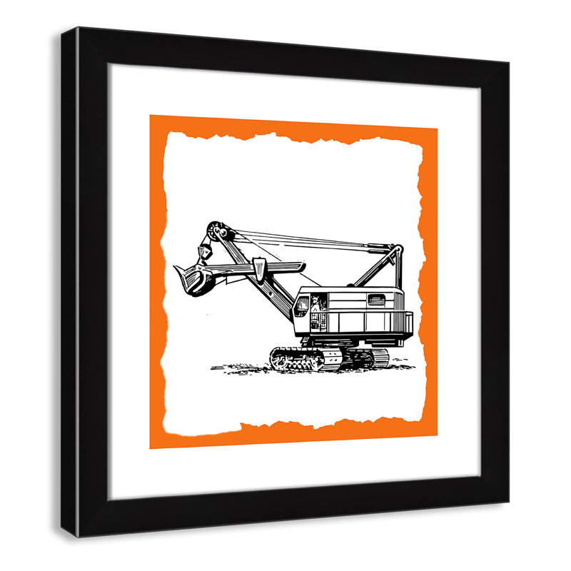Avertissement 3 enfants, impression sur papier, H 18 po x l 18 po x P 0,63 po, Cadre noir