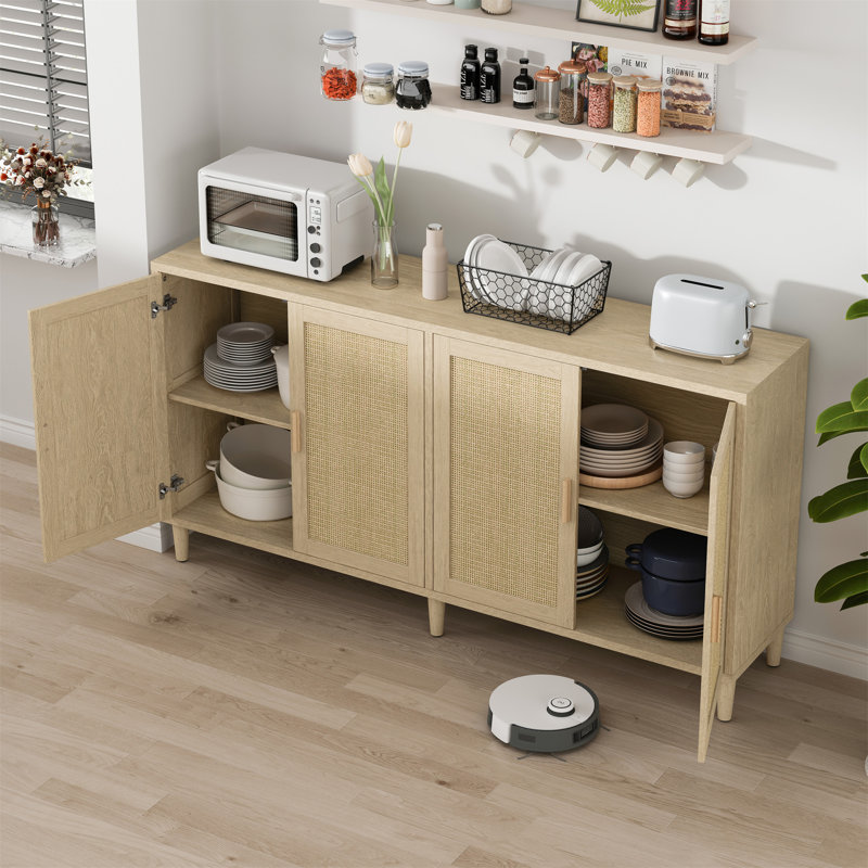 Buffet 70 po en rotin avec rangement, Naturel