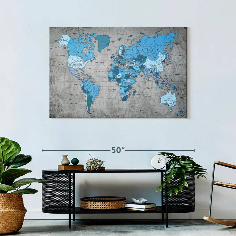 Géographie, carte du monde II, H 30 po x l 45 po