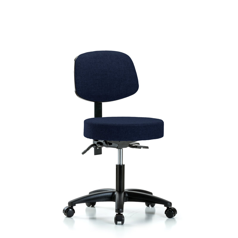 Tabouret de laboratoire à hauteur ajustable Zoe, Roulettes, Bleu marine