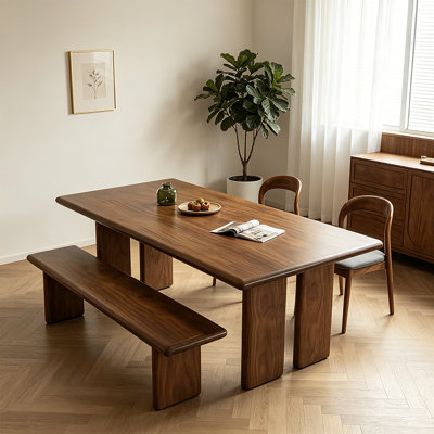 Modern Rectangle Solid Wood Dining Table Set