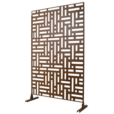 Outdoor & Indoor Privacy Screen Metal Privacy Screen 76" H×48" W, Freestanding Decorative Privacy Screen for Deck Balcony Patio, Privacy Fence Panels by Brayden Studio