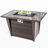 Beth 25" H x 42'' W Outdoor Propane Fire Pit Table with Glass wind guard, lid and Hideaway Gas Tank Seat, 50,000 BTU with Marble Tabletop, Wicker Base