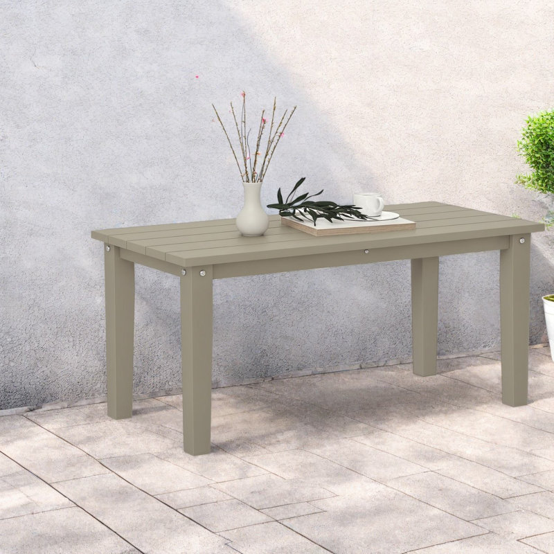 All Weather Patio Tables, Hdpe 35.8 Inch Slatted Modern Outdoor Brown