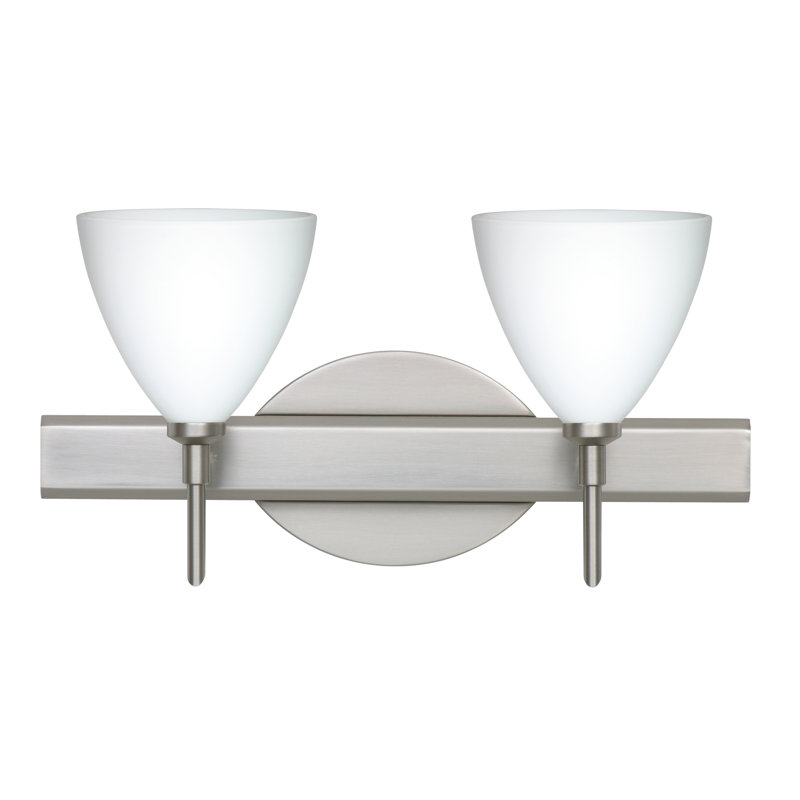 Éclairage pour meuble-lavabo 2 lumières Mia, Nickel satiné, Opale matte, Incandescent
