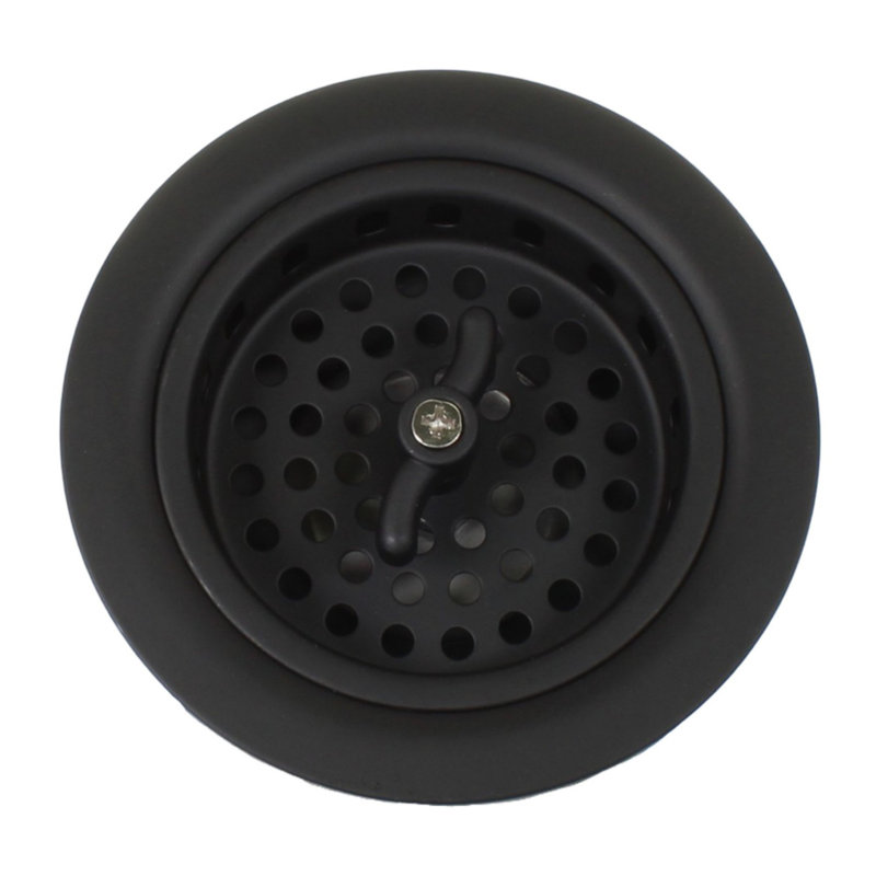Kitchen Sink Drain Assembly with Twist Lock Basket Strainer, Black