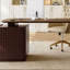 Bureau de direction rectangulaire en bois manufacturé avec tiroirs-386285202