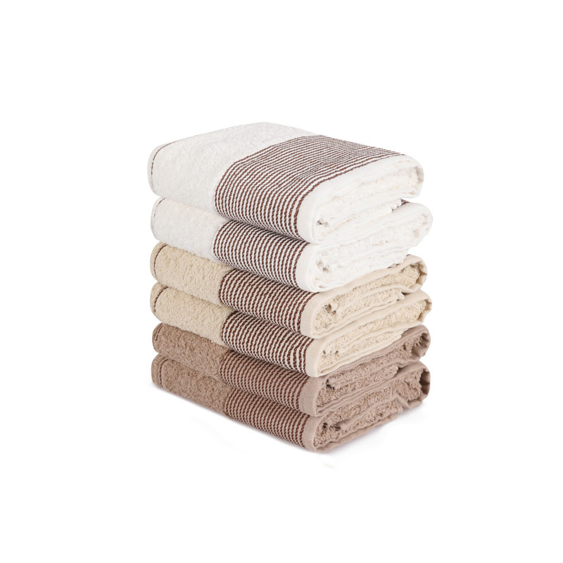 Ensemble de serviettes 6 pièces, Brun / gris/ blanc