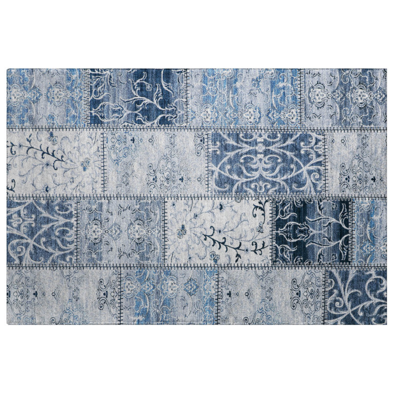 Premium Machine Washable Dream Shag ADS566 Panel Rug, Denim, 2'6" x 3'10"