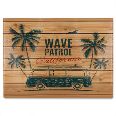 California Wave Patrol Glass Chopping Board