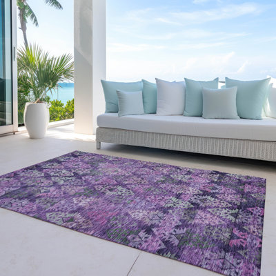 Machine Washable Indoor/Outdoor Claudian ACN1637 Eggplant Rug