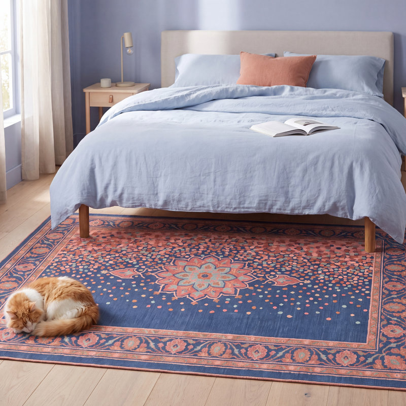 Tapis Ellery moderne à motif mosaïque mouchetée, abstrait, turquoise, rose et crème, lavable à la machine, antidérapant, à poils courts, pour l'intérieur et l'extérieur, adapté aux animaux domestiques, idéal pour le salon, la chambre, la salle à manger, l'entrée, le couloir ou le bureau.