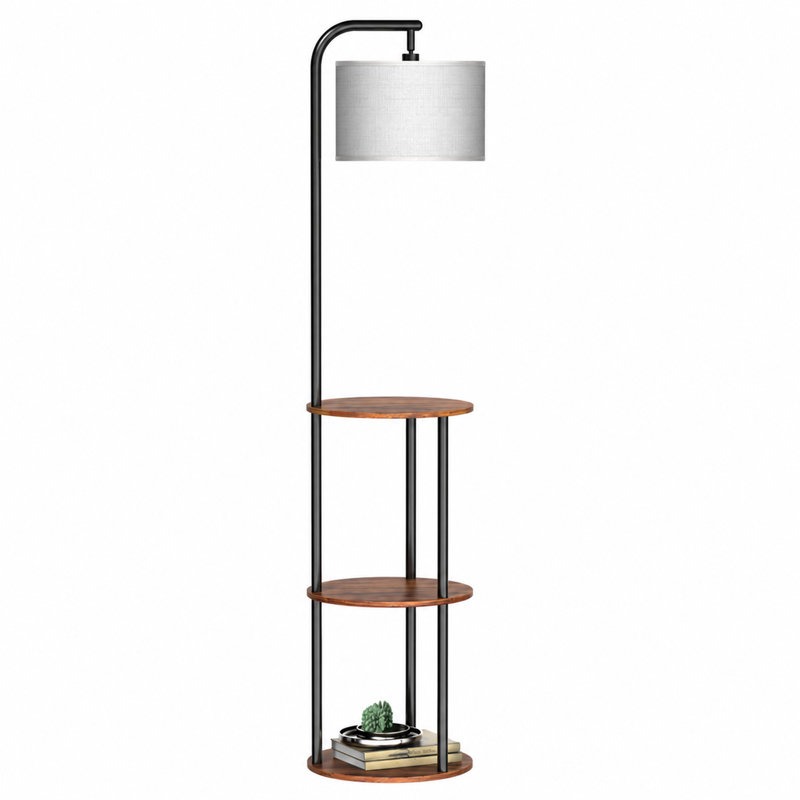 64.6" Floor Lamp Side End Table with Table and Remote Control