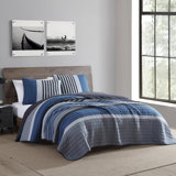 Ensemble de courtepointe réversible en coton gris anthracite Prospect Harbor Nautica