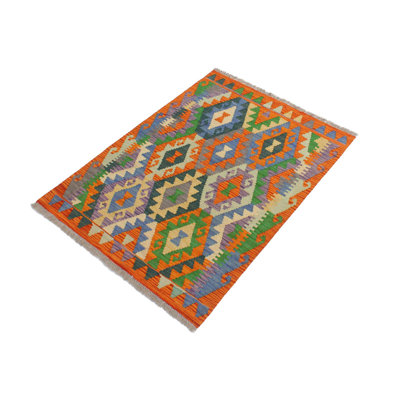 Tapis rouille / bleu en laine noué à la main 3 pi x 3 pi 3 po Cedorah