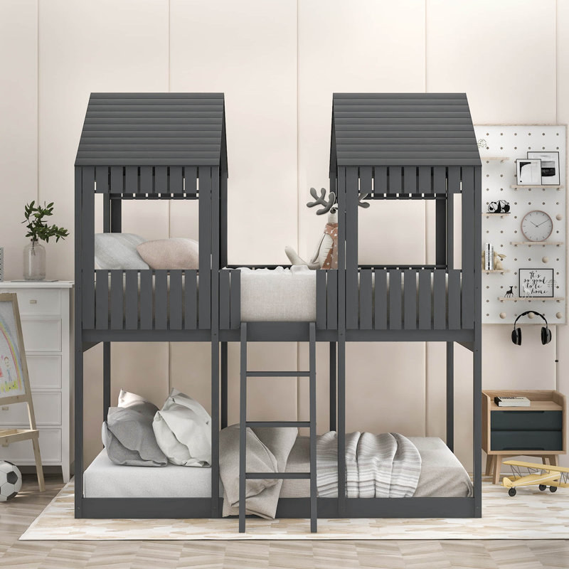 Ailah Kids Full Over Full Bunk Bed, Gray