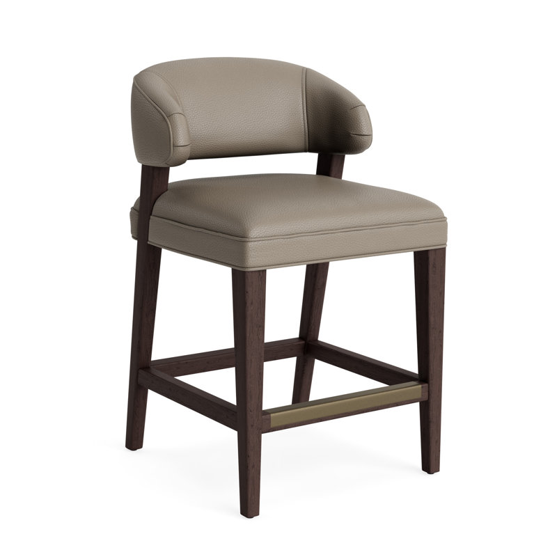 Keane Leather Bar Stool, Counter Stool (25” Seat Height), Java, Greenwich Performance Leather - Pewter
