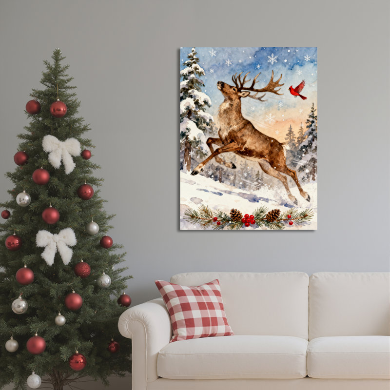 Art mural sur toile, paysage d'hiver de rennes, H 24 po x l 16 po