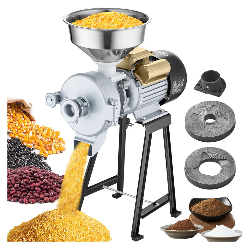 Broyeur à grain électrique 3000W robuste et moulin à farine de maïs - Broyeur à céréales humide et sec avec disques en fonte réglables