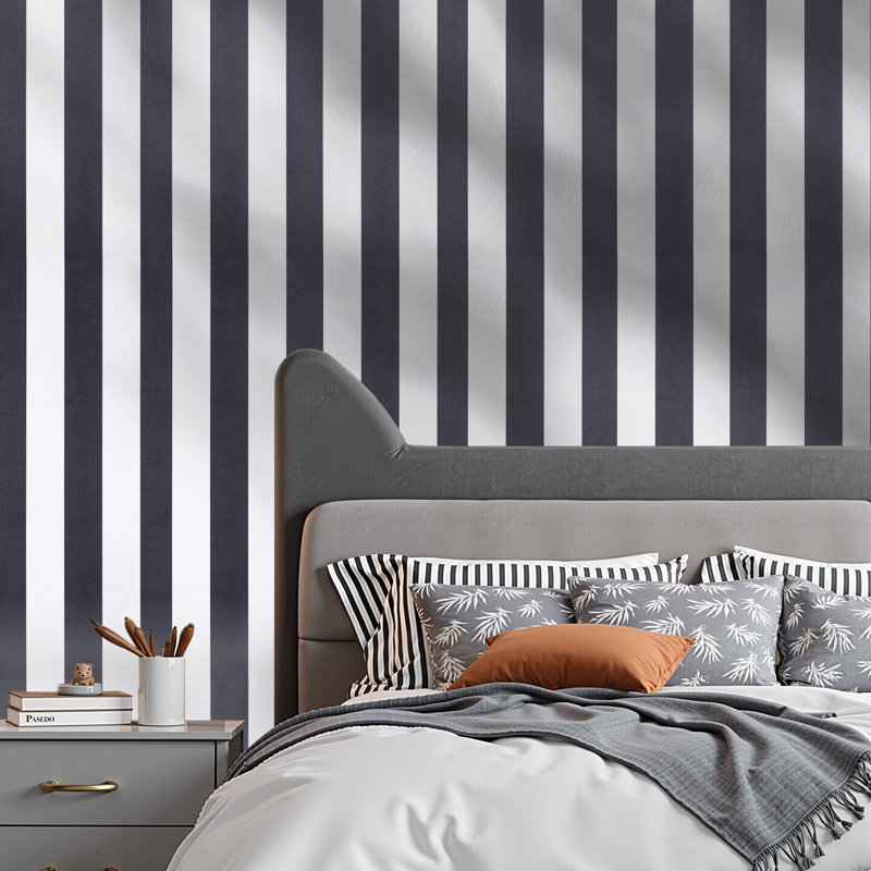 Peel and Stick Wallpaper 17.7x590.5 in Black White Geometric Waterproof