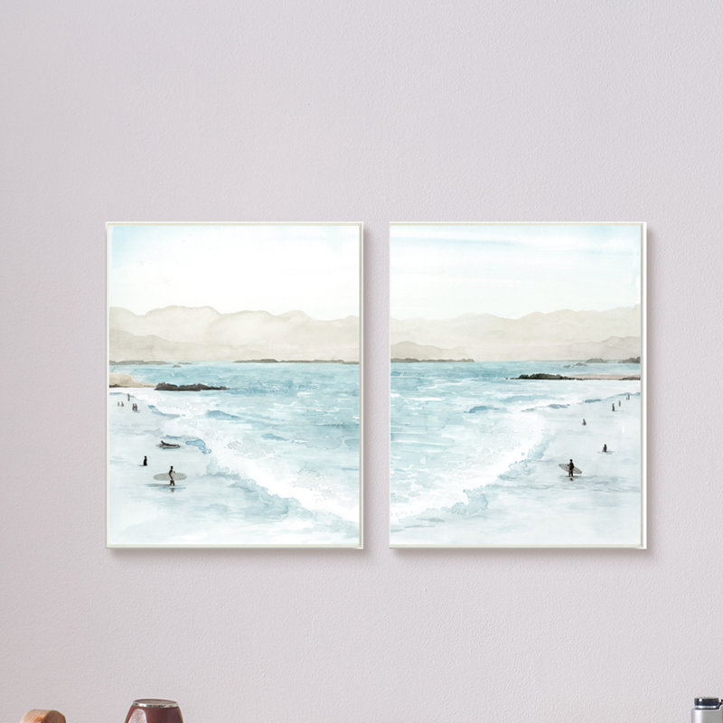 Paysage de plage à marée haute, H 10 po x l 30 po, Plaque murale