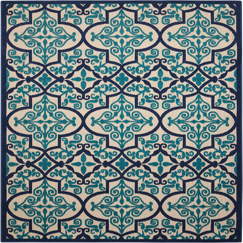 Navy Synthetic Flat Woven 5' x 7' Stain-Resistant Rug