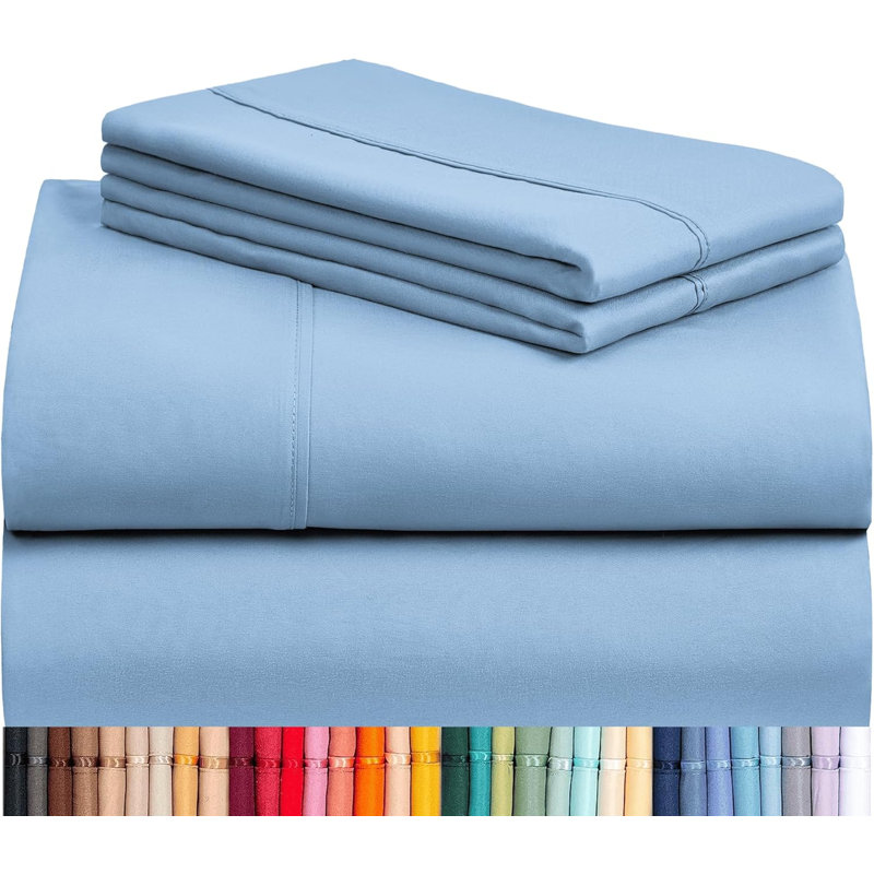 Luxclub 3 PC Sky Twin XL Silky Soft Cooling Deep Pocket Performance Sheet Set, Twin Sheet Set with 1 Pillowcase, Sky