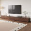 Meuble télé 118 po Mid-Century, console multimédia en bois massif brun avec 5 tiroirs-428547393