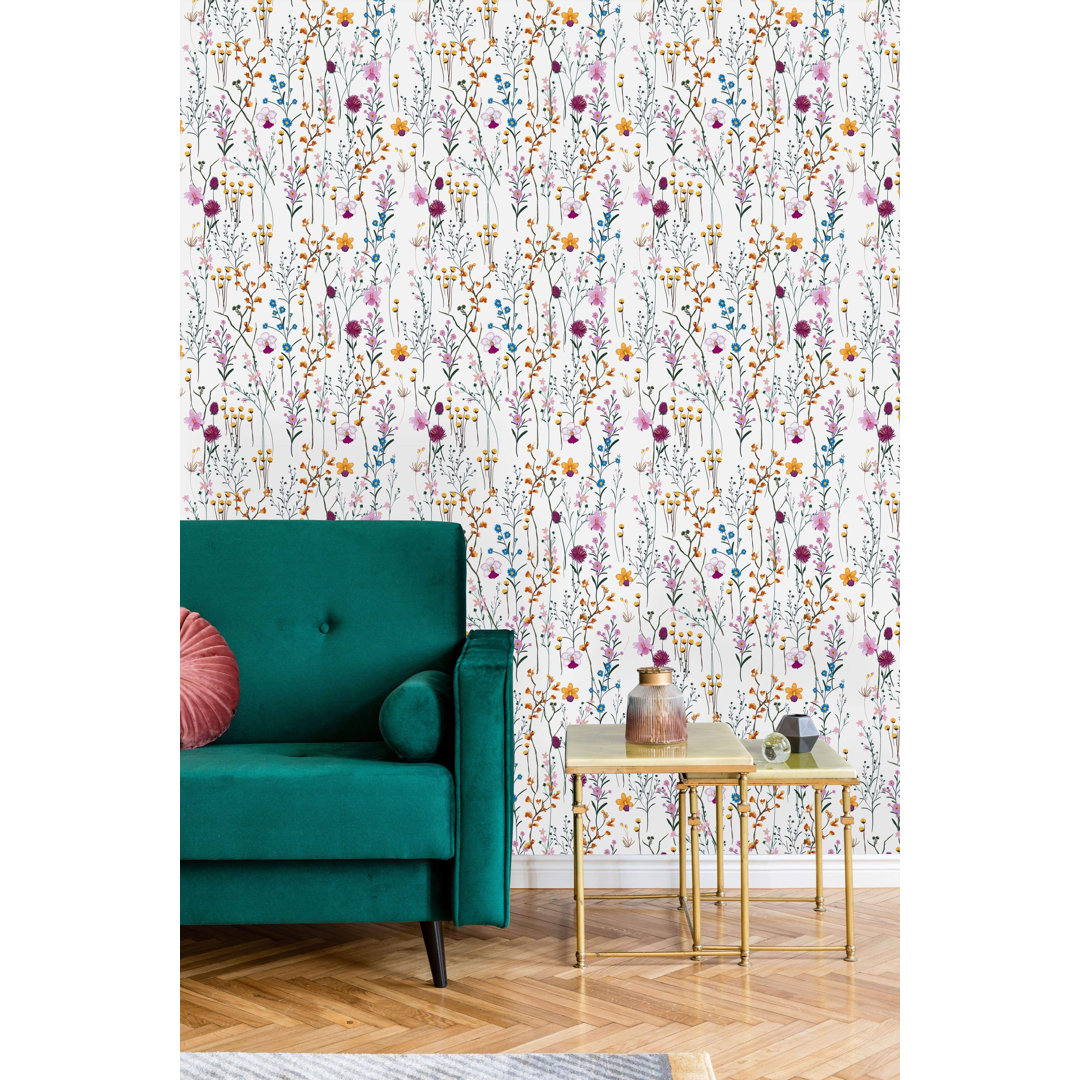Athanasie Lovely Field Flowers Peel and Stick Wallpaper Roll Red Barrel Studio® 