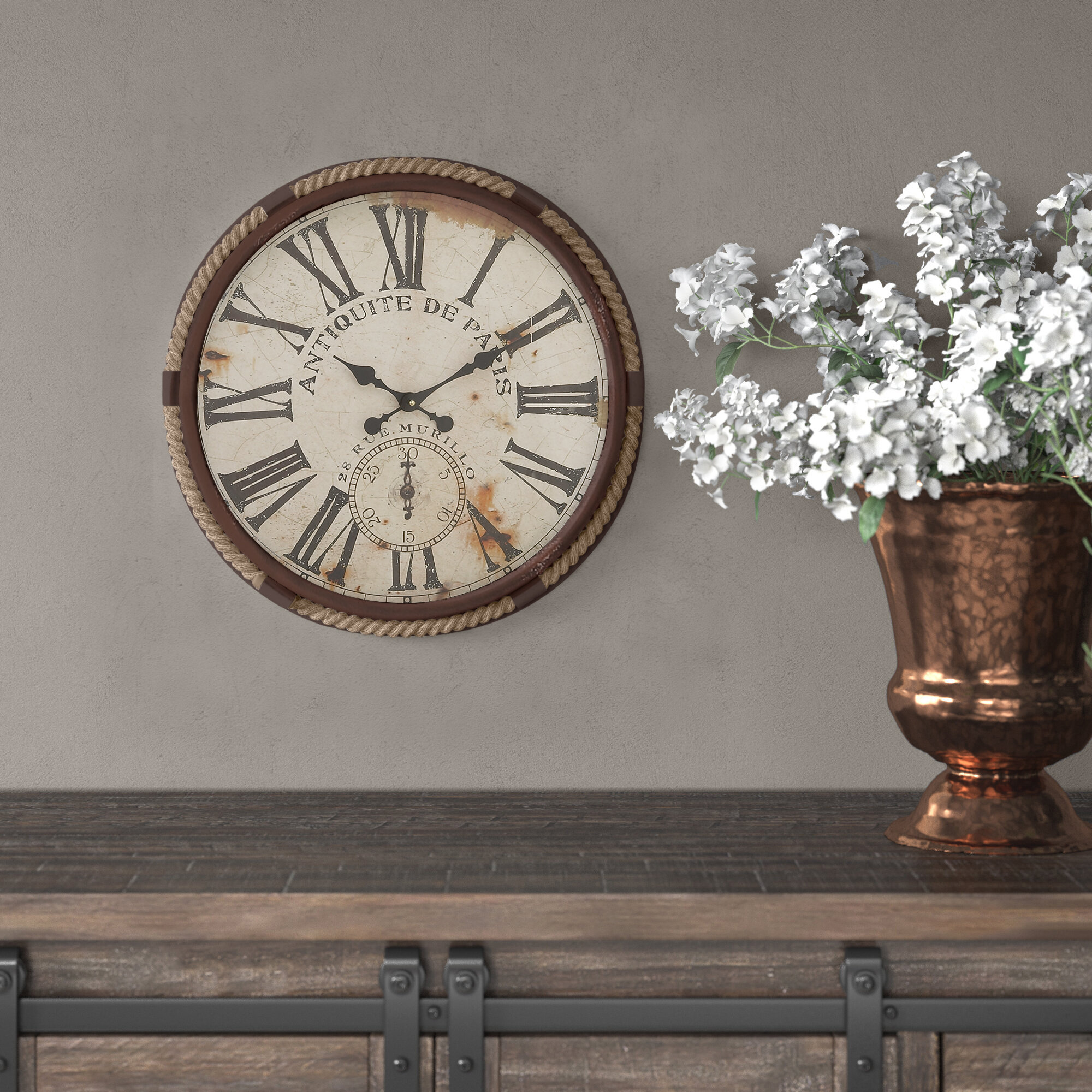 Wheel Wall Clock Decoration, Hanging Ship Wheel Clock, Mediterranean Style  Anchor Clock,nautical Silent Wall Clock With Rope