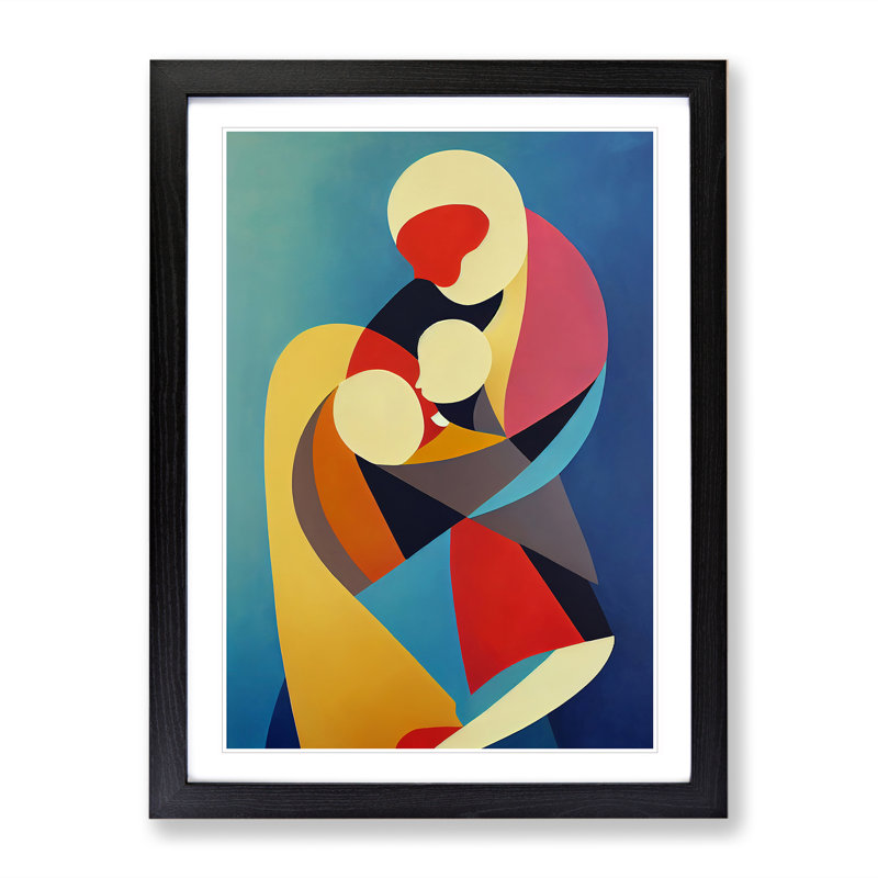 Mother With Child Abstract No.2 - Single Picture Frame Print, 64cm H x 46cm W x 2cm D, Black Framed