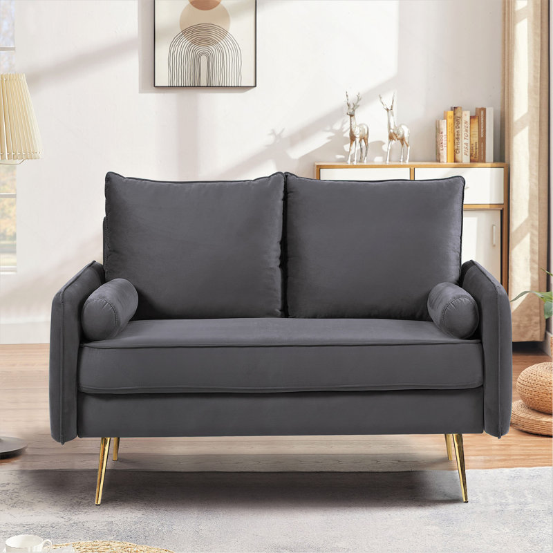 Canapé 2 places en velours Modern, Gray Polyester