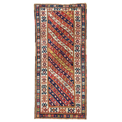 Tapis kazak antique de style kazak tout en laine et teintures naturelles, vers 1880