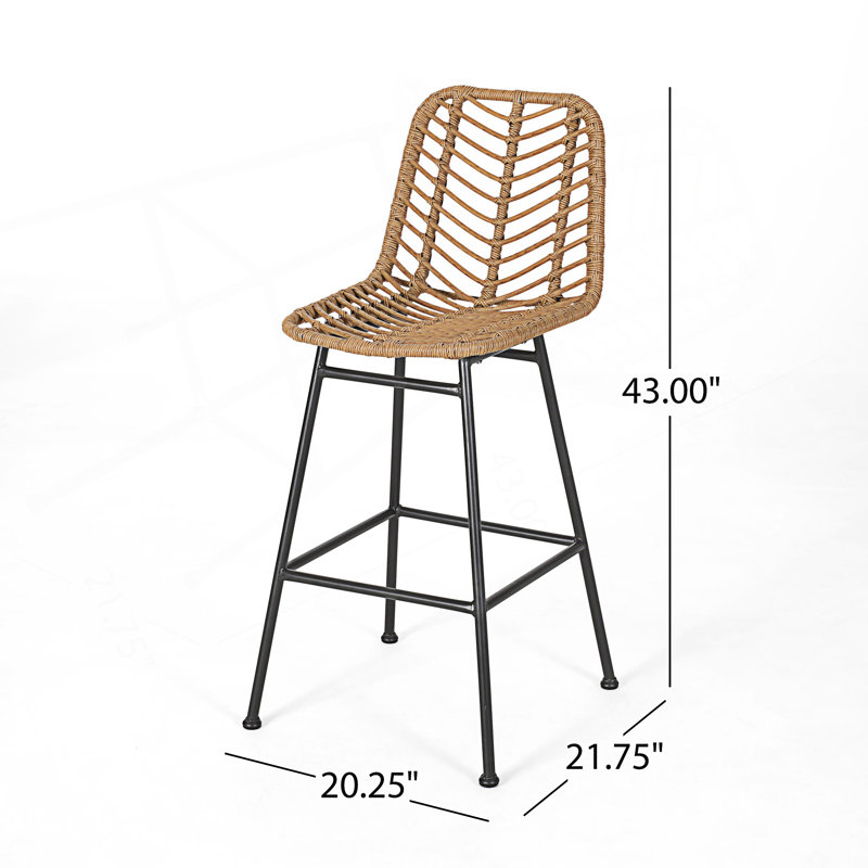 Set Of 2 Outdoor Wicker Barstools
