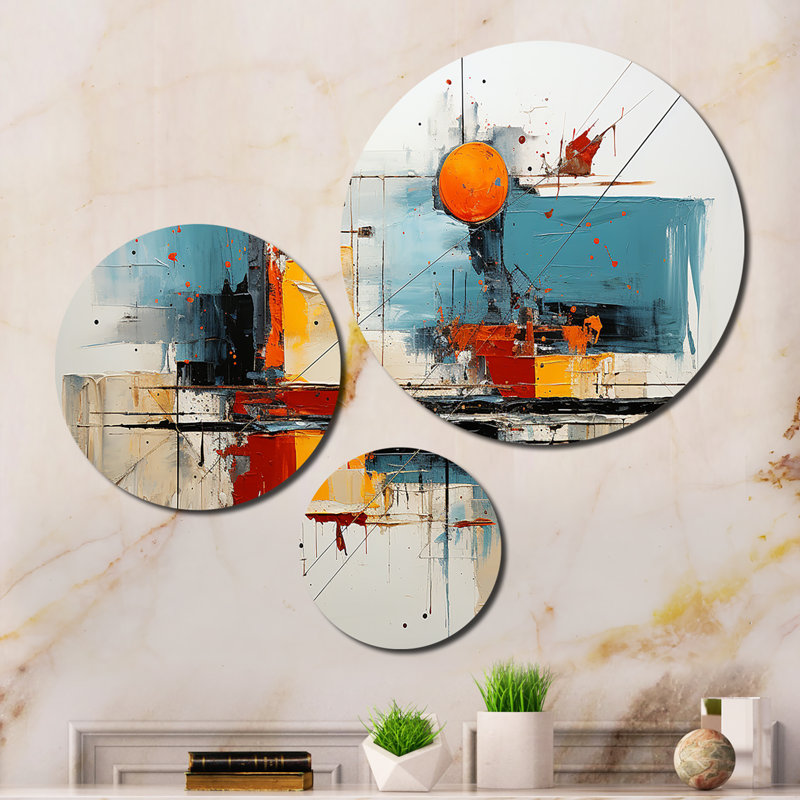 Ensemble de 3 décorations murales orange et orange