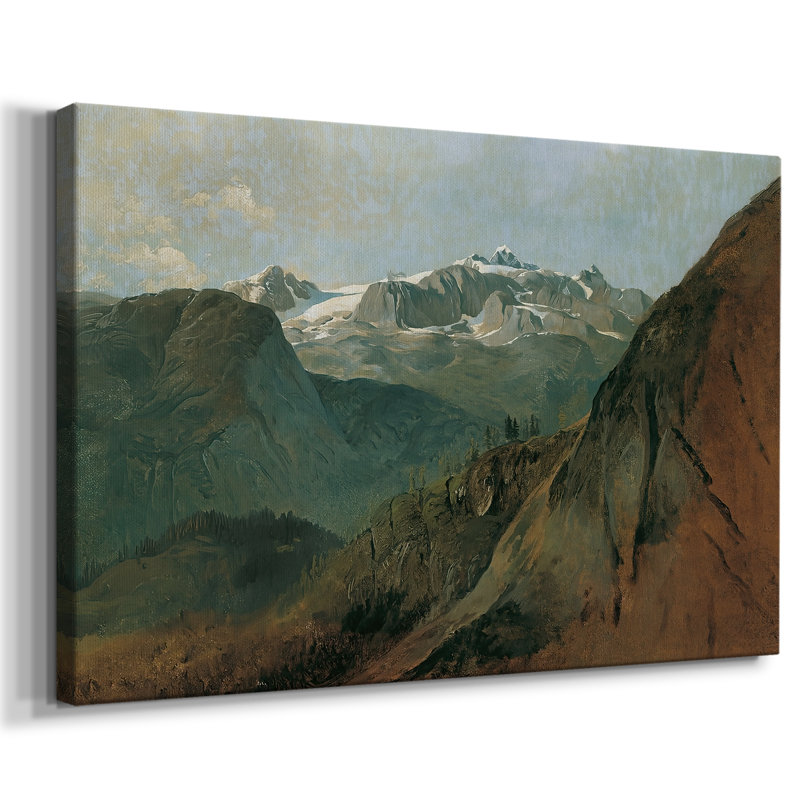 Alpine Landscape with a Snowy Peak (The Dachstein)-Friedrich Gauermann-Gallery Wrapped Canvas-c. mid-19th Century, 24x36