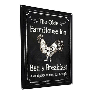 Plaque métallique coq Farmhouse Inn