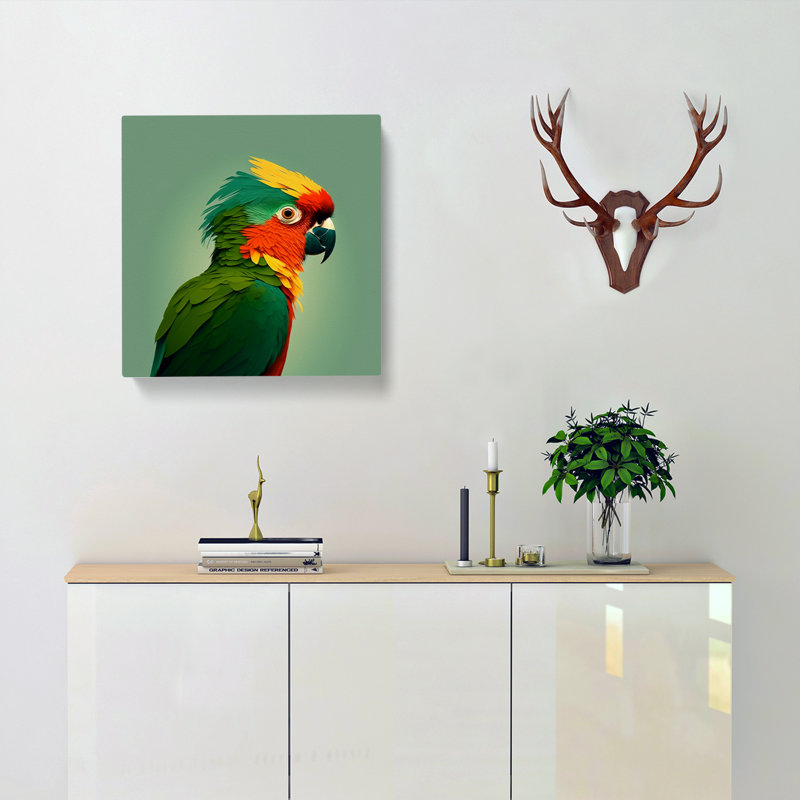 Parrot Minimalism - No Frame Print, 35cm H x 35cm W x 3cm D