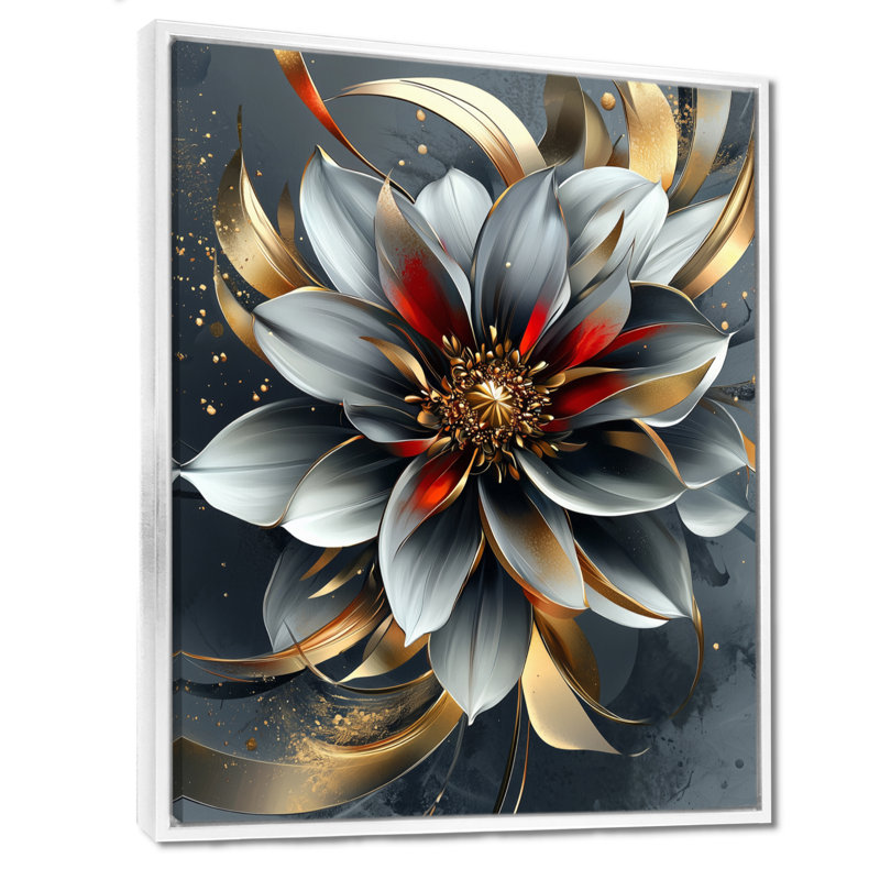 Johnny Vivid Dahlia, Reproduction avec cadre flottant, H 20 po x l 12 po, Blanc