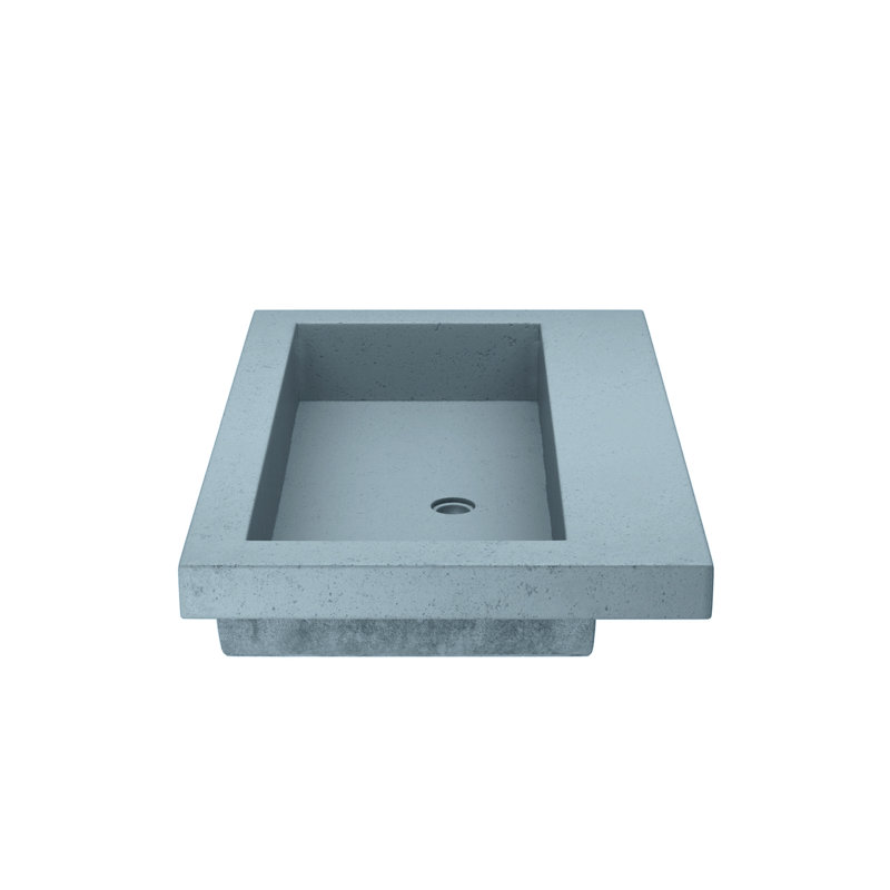 Trough Handmade Rectangular Drop-In Bathroom Sink, Ocean, No Faucet Hole