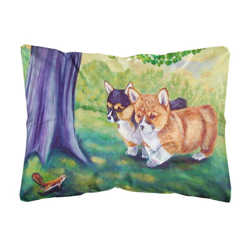 Coussin lombaire vert corgi