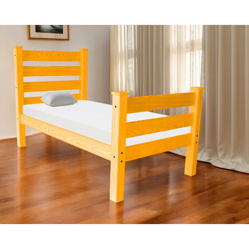 Orange Solid Wood Twin Bed Frame