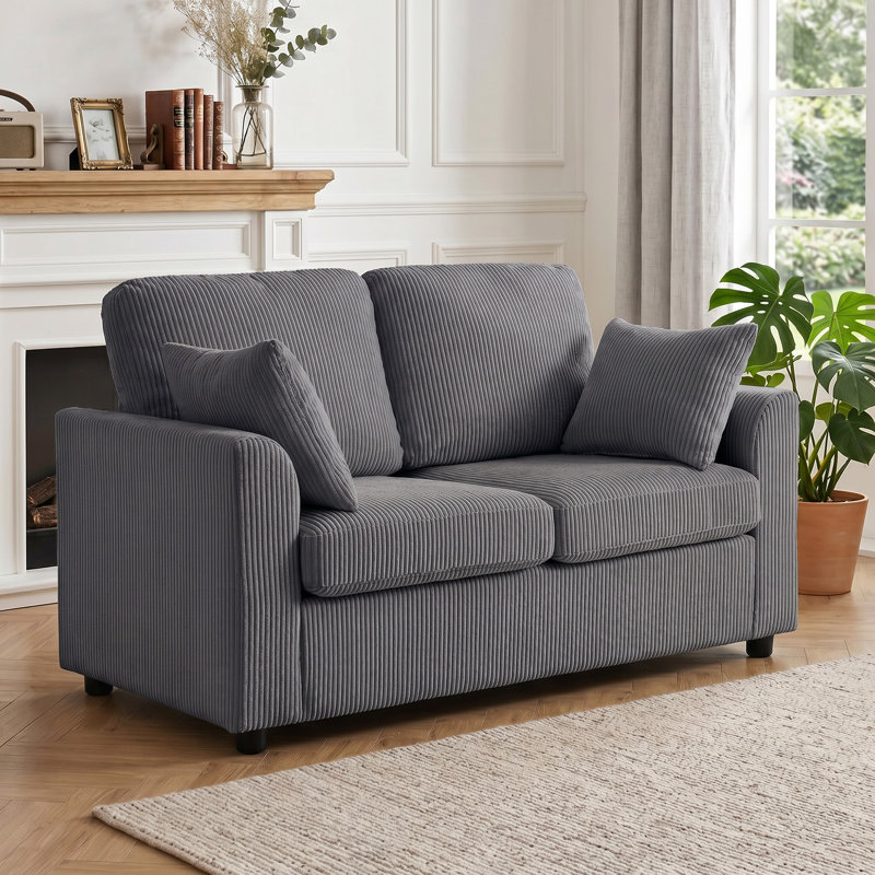 HOMCOM 2 Seater Sofa with Spring Cushion Wide Deep Seat, Dark Grey, 89'' H x 144'' W x 76'' D